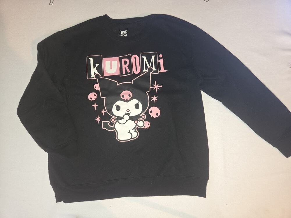 Sanrio Kuromi Crewneck Sweatshirt Womens Size XL Black Long Sleeve